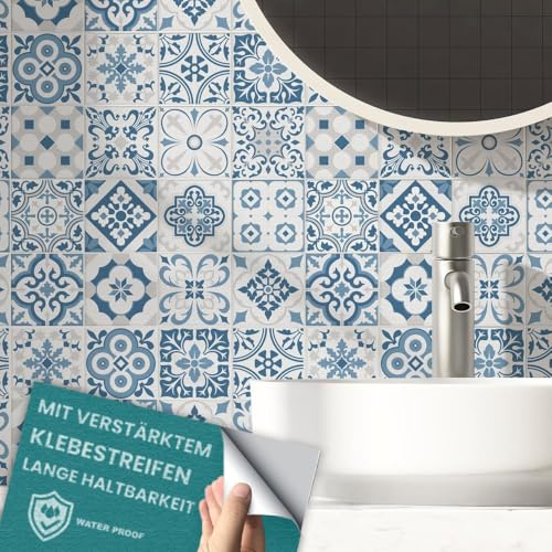 RE-COVERTILES - Fliesenaufkleber Küche und Bad PVC-Klebefliesen Regenmäntel Kratzfest Stickers Dekoration Wand Zementfliesen Peel and Stick - Modell 12 Stücke 15x15 cm PS00104 Made in Italy