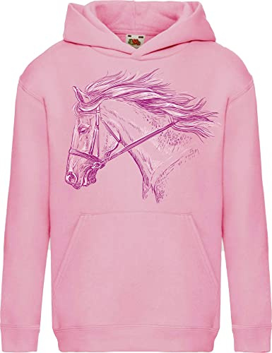Baddery Sudadera con capucha para niña «My Horse» – Sudadera con capucha para niños, rosa claro, 128