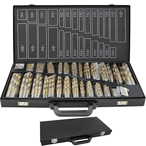 Joparri 230tlg Metallbohrer Set 1-13mm Spiralbohrer Satz Titan beschichtet DIN338 Stahlbohrer HSS Spiral-Bohrer Holzbohrer Bohrerkassette Bohrersets