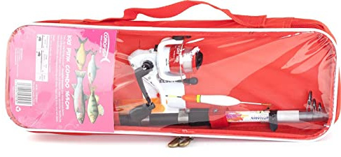 Corofish Girl Angelset komplett Angelrute mit Rolle und Zubehör Pink Frauen