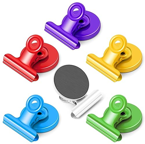 Clip magnético, imanes para nevera, imanes para pizarra magnética, pinzas magnéticas sin arañazos, fuertes grapas magnéticas para fotos, pegatinas, bolsas (6 unidades, 1 unidad de cada color - ①)