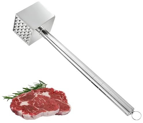 FxindX Marteau a Viande, Attendrisseur à Escalopes, Marteau a Steak Inoxydable Epais, Marteau à Attendrir Poignée Antidérapant, Maillet de Cuisine pour Steak, Poulet, Porc