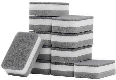 10 Pack Heavy Duty Scrub Sponge, Dual-Sided Dish-washing & Cleaning Sponge for Kitchen, Bathroom & Home Cleaning, Size:11 x 7 x 3 cm
