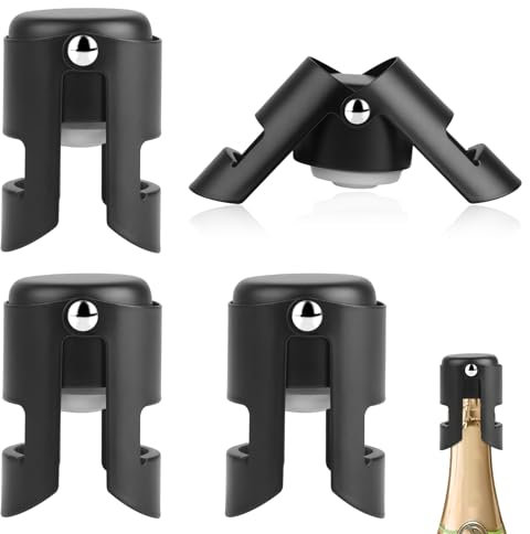 4 tappi per bottiglie di spumante, riutilizzabili in acciaio inox, per vino, champagne, birra