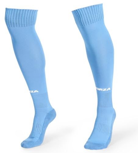 FORZA Classic Football Socks [9 Colours] | Knee-High Football Socks with Reinforced Heel & Toe - Available in Sizes XS-XL (S/M (UK 4-7), Sky Blue)