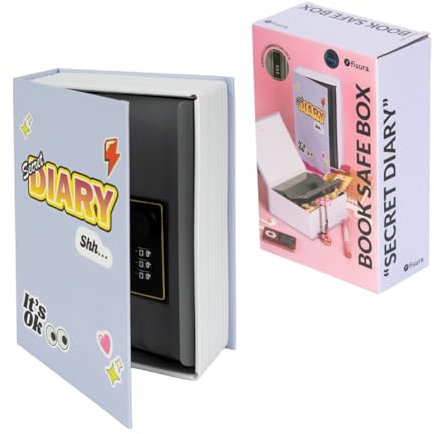 Fisura – Coffre-fort en forme de livre secret diary. Coffre-fort livre original avec serrure à combinaison. Caisse à argent cachée. Dimensions 18 x 11,5 cm