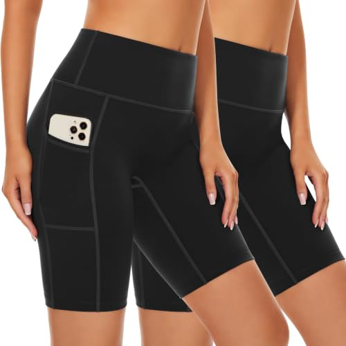 SIMIYA Cycling Shorts Women High Waist Short Leggings with Pockets | Tummy Control Gym Shorts Soft Comfort Pants Stretch Tights for Running Gym Yoga