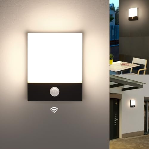 Lightsjoy Applique da Parete LED Esterni, 18W Lampada da Esterno con Sensore di Movimento, Impermeabile IP65 Luci da Esterno illuminazione per Balcone Giardino Veranda Via Garage-Bianco Neutro