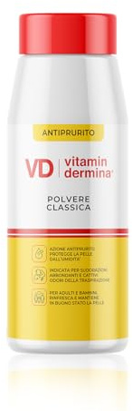 VITAMINDERMINA Polvere Classica Protettiva 100 g – Con Amido di Mais, Ossido di Zinco e Vitamina F – Contro Sudorazione e Cattivi Odori – Rinfresca e Protegge la Pelle. Per Adulti e bambini