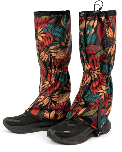likloks Gamaschen für Herren & Damen – Verstellbare, Leichte & Strapazierfähige Bein-Gamaschen für Wandern, Stiefel & Outdoor-Aktivitäten, Blätter, S-M