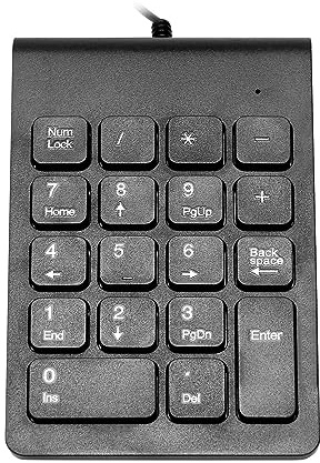 Quisiete Mini USB con Cable NuméRico Teclado NuméRico 18 Teclas Teclado Digital para Contabilidad Cajero PortáTil Android PortáTil Tabletas PC (Negro)