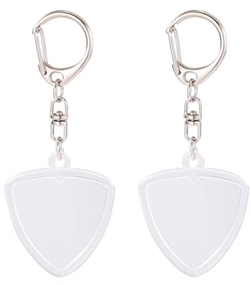 Sinbana 2pcs Guitar Pick Holder Keychain, Clear Guitar Pick Display Case Keyring for Easy Identification and Storage Accessory for Music Enthusiasts and Players