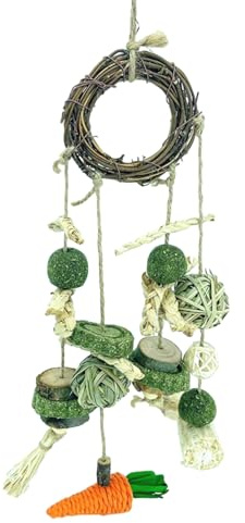 Jouets à mâcher pour lapin – Friandises en bois biologique, collation faite à la main pour animaux de compagnie, construction en fibres naturelles, favorise la santé dentaire | Mâcher pour lapin, chin