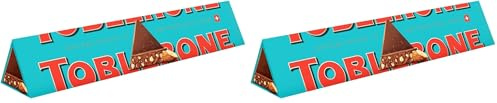 Toblerone Milk Chocolate, Honey and Almond Nougat with Crunchy Almonds, Large Gift Bar, Made with Swiss Milk, Christmas Treat for Gifting, or Sharing, 360g (Pack of 2)