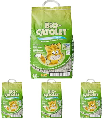 BIO-Catolet Litière pour Chat Douce et hygiénique 12 l (Lot de 4)
