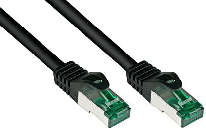 Good Connections® PREMIUM Cat. 6 A utomhus patchkabel – 50 m – IP66 med snäppskydd – 10 gigabit, kopparläder/CU – S/FTP, PiMF – 500 MHz – för utomhusbruk, UV- och vattenresistent – svart