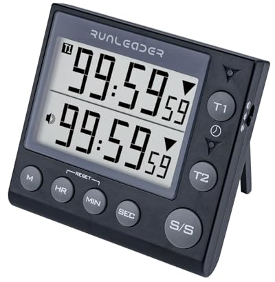 Jayron Timer a 2 Canali con Orologio Timer da Cucina Timer per Conto alla Rovescia Magnetico Sveglia Digitale Orologio da Tavolo Orologio Elettrico Cronometro per Cucinare