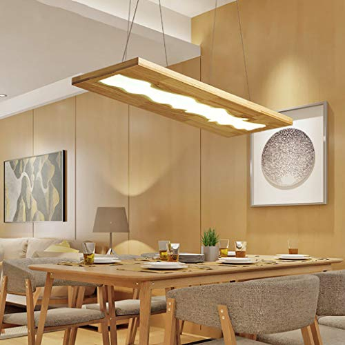 A.1.Coo LED Hängeleuchte Esszimmer Dimmbar Holz Hängelampe Hoehenverstellbar Eichenbrett Pendelleuchte Wohnzimmer 36W Mit Fernbedienung Café Industrie Kronleuchter Bar Küche Büro Deckenleuchte 107Cm