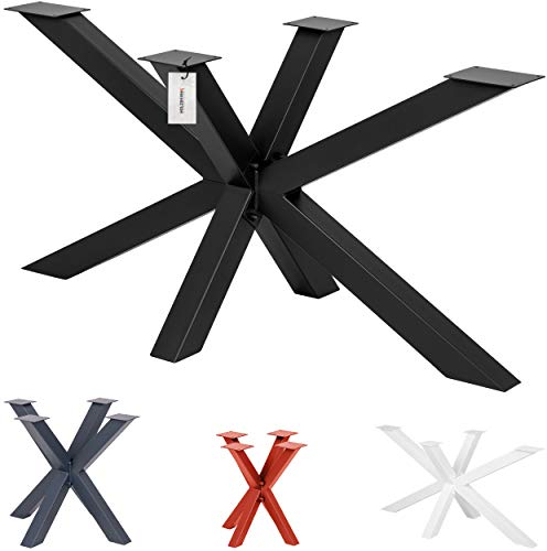 HOLZBRINK Tischgestell Spider | Massive Tischkufen/Tischbeine Metall Rohstahl mit Klarlack für Couchtisch, Esstisch, Schreibtisch, Konferenztisch | 1 Stück Tisch-Füße 98x40 cm | Höhe 43 cm