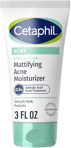 Cetaphil Face Moisturizer, Gentle Clear Mattifying Acne Moisturizer With 0.5% Salicylic Acid, Hydrates and Treats Sensitive Acne Prone Skin, Skin Care for Sensitive Skin, 3oz