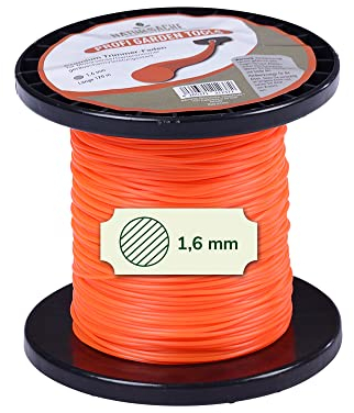 Natursache Hilo para desbrozadora naranja, redondo, 1,6 mm x 120 m, hilo de corte extra resistente para una máxima potencia de corte, accesorio para desbrozadora
