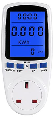 Petyoung Power Meter UK Plug Electricity Usage Monitor with LCD Display, Watts Meter Cost Meter Power Monitor Consumption Watt kwh Analyzer Plug-in for Home Hotel