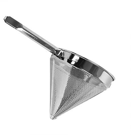 TrueCraftware- 4 qt. Stainless Steel 10 China Cap Strainer Fine Mesh- Cone Shaped Strainer Food Strainer Juice Strainer Kitchen Tools Food Colander For Straining Seeds Beans Sauces & More