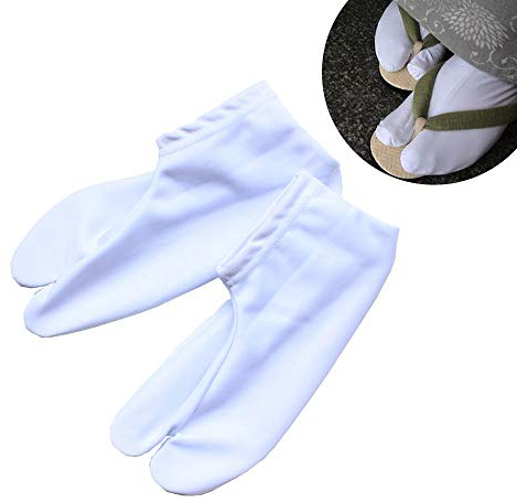 SUNTRADE Calcetines japoneses Tabi de dos dedos con puntera en V, antideslizantes, kimono, anime, cosplay, color blanco, X-Large(42-43), S/XL