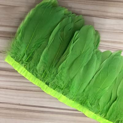 Gänsefedernbesatz, 10 Yards, gefärbte Gänsefedern, Band, Fransen, Gänsefedern, Stoffgürtel, dekorativ, 13–18 cm, Apfelgrün, 10 Yard