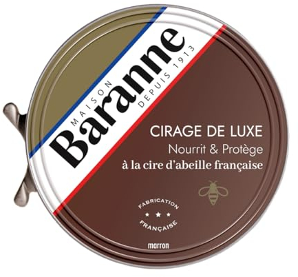 Baranne - Cirage Luxe Marron | Cire d'Abeille Française | Nourrit, Ravive & Assouplit | Brillance Longue Durée | Chaussures Cuir | 75ml