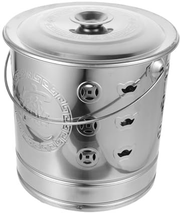 POPETPOP Stainless Steel Burning Money Bucket Small Thickened Silver Burn Barrels for outside Portable Paper Money Incinerator Suitable for Home Outdoor Sacrificial Burning