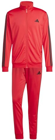 adidas Herren SPORTSWEAR BASIC 3 STRIPES TRICOT TRACKSUIT, pure ruby, XS