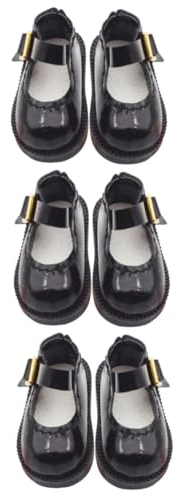 Vaguelly Puppen Schuhe 3 Puppenschuhe Puppenhausschuhe Miniatur-Schuhe Für Kinder Kindergeschenke Schwarze Stiefel Puppen-DIY-kostüm Dekorative Minischuhe Mädchen Dekorationen Miniatur Schuhe