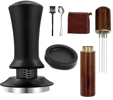 IHONYI Kaffee Tamper Set 58mm,Tamper Set Inkl. Espresso Zubehör,Edelstahl & Abnehmbares,Eingebaute Feder & Skala Espresso Tamper Für Cafes, Geschenke Für Kaffeeliebhaber