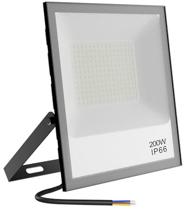 Fosingut LED Strahler Außen, 200W LED Scheinwerfer Innen,20000LM 6500K Kaltweiß Blendschutz Flutlicht Werkstattlampe,IP66 Wasserdicht Wandleuchte Draußen Fluter Baustrahler für Garten, Keller, Garage