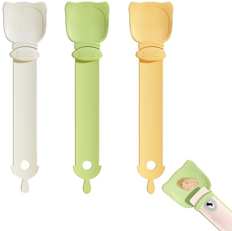 Löffel für Liquid Snack Katze, 3er Pack Happy Spoon für Cat Treats Squeezable Löffel für Soft Katzen für leckeres Huhn Lamm Lachs Garnelen Thunfisch Käse Taurin Milch Joghurt