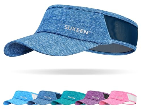 Sukeen Sports Sun Visor Men Women Lightweight Portable Cooling Stretchy Visor Hat for Running, Golf, Daily Wear Blue
