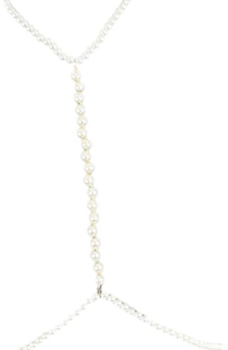 Shuade Lujosa cadena de pecho para mujer, gargantilla de perlas artificiales, cadena corporal, club nocturno, joyería corporal para formal, Perla