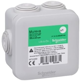 Schneider Electric - Boite de derivation 65x65x45mm étanche grise couvercle 7 entrées embouts IP55 IK07 650° Mureva BOX