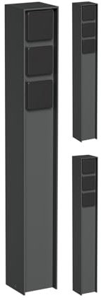 ledscom.de 3 Prises de Courant de Jardin PODEL pour l'extérieur, IP44, Triple, Anthracite, rectangulaire, 60 cm