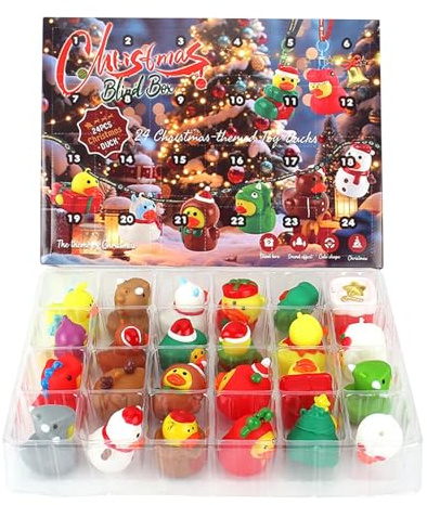 Fierudeng Calendrier de l'Avent Canard | Cadeau De Fête Amusant De Noël Avec Canards De Bain Pour Calendrier De L Avent | Mini Jouets Collection Vingt Quatre Jours Maison Anniversaire Fête Ados