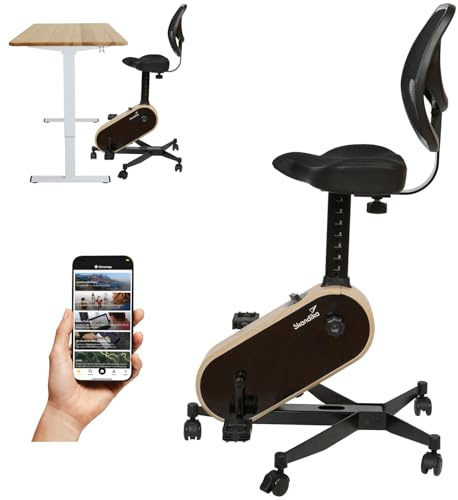 Skandika Office Bike | Deskbike für Home Office, Kinomap App kompatibel, Fahrradstuhl bis 150 kg, 8 Widerstandsstufen | Heimtrainer, Schreibtisch Fahrrad für Zuhause Bürotisch, Fahrradschreibtisch