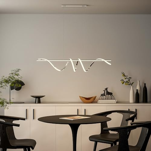 HOMCOM LED Pendant Light, Modern Ceiling Light with 3000K/4000K/6000K Temperatures, 50-100 cm Adjustable Height Dimmable Linear Fixture with Wall Switch for Kitchen Island, Dining Room, Silver Tone