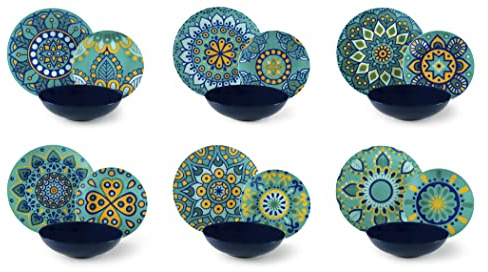 Excelsa Mandala Mediterraneo Tafelservice, 18-teilig, Porzellan, mehrfarbig