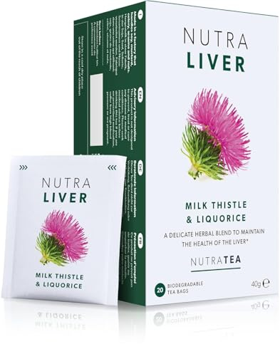 NUTRALIVER Lever Detox te - Rengör och stöd med mjölktistel, gurkmeja och fänkel - 120 kuvert tepåsar - örtte - 6-pack av Nutra Tea