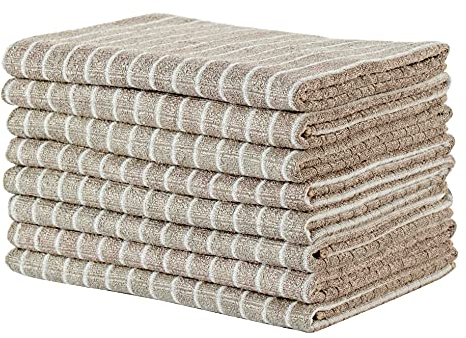 gryeer 8er-Set Bambus und Microfaser Geschirrtücher, Super weiche, saugfähige Küchentücher, 45 x 65cm, Khaki