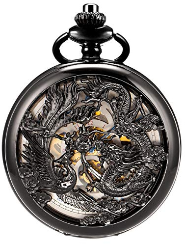 ManChDa - Orologio da Tasca Antico Meccanico con Catena per Uomini e Donne e Scatola, S, Vecchio