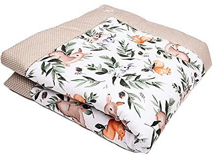 Swaddyl Krabbeldecke für Baby - Kuscheldecke, Spieldecke, Laufgittereinlage 100x100 groß gepolstert (Waldtiere)