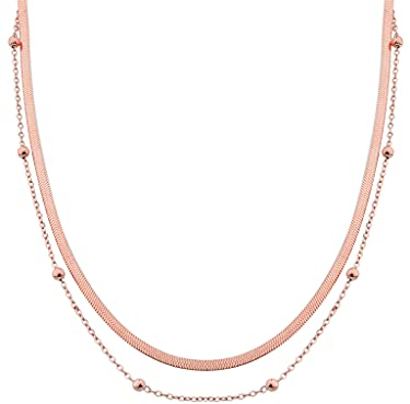 a little something® Halskette Yanaka | Damen Layer Kette mit 18 Karat Vergoldung (Gold & Roségold) | Inklusive nachhaltiger Geschenkverpackung mit FSC®-Zertifikat