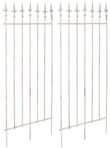 CLP 2er Set Metall-Rankgitter Elisa I Größe: 100 x 50 cm, Stabstärke 0,7 cm I Rankhilfe für Kletterpflanzen, Farbe:antik-Creme